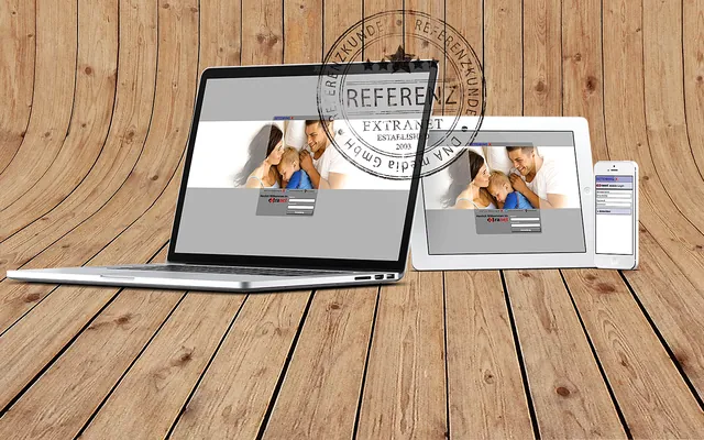 Verbundgruppen-Extranet auf Laptop, Tablet und Smartphone
